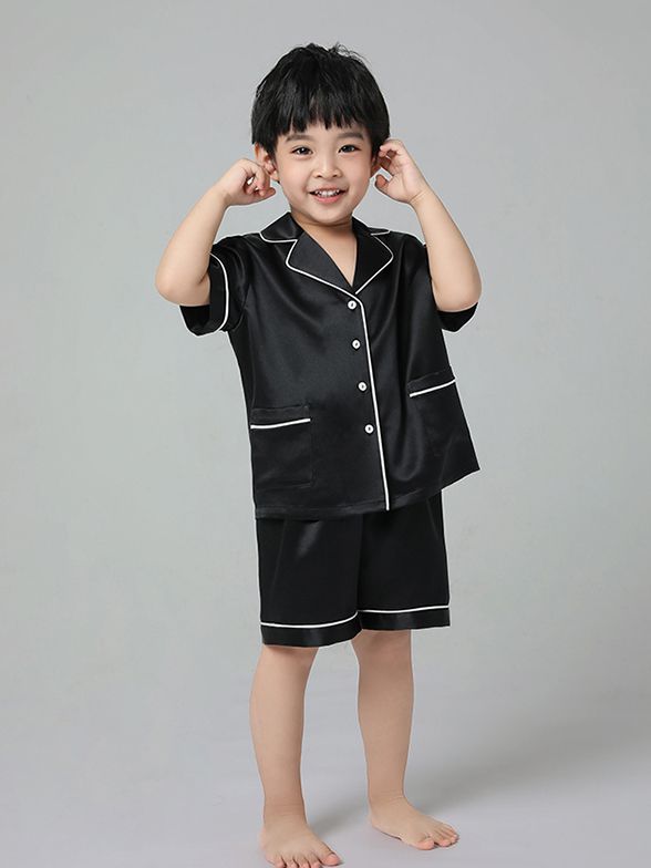 19 Momme Kids Short Silk Pajama Set For Boys and Girls